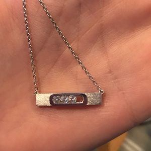 Floating stones sterling silver necklace